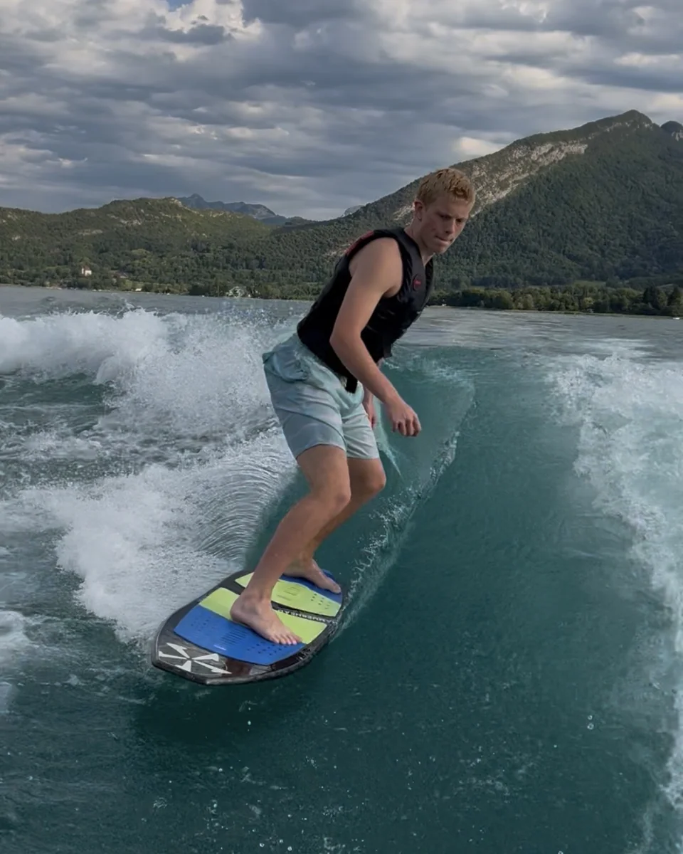 Ben Adler wakesurfing while living in France